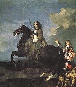 Sebastien Bourdon Queen Christina of Sweden on Horseback Sweden oil painting artist